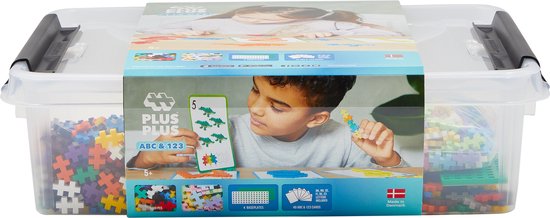 Plus-Plus - ABC & 123 Opbergbox - Constructiespeelgoed - Set Met Bouwstenen - 2000 Delige Bouwset - Bouwspeelgoed - Vanaf 3 Jaar van Plus-Plus