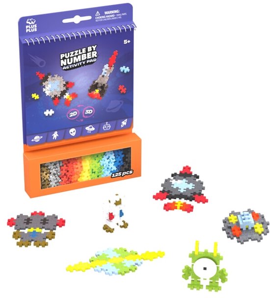 Plus-Plus Activity Pad – Puzzle by Number - Ruimte - 3989 - Bouwspeelgoed en puzzel - Constructiespeelgoed - Set met bouwstenen - Vanaf 5 jaar van Plus-Plus