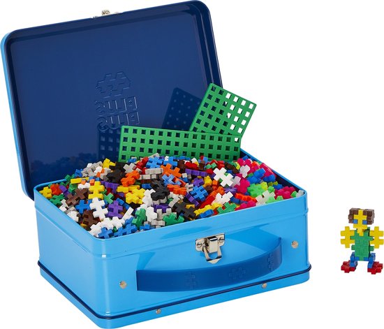 Plus-Plus - Basic Reiskoffer Metaal Blauw - Constructiespeelgoed - Set Met Bouwstenen - 600 Delige Bouwset - Bouwspeelgoed - Vanaf 5 Jaar van Plus-Plus