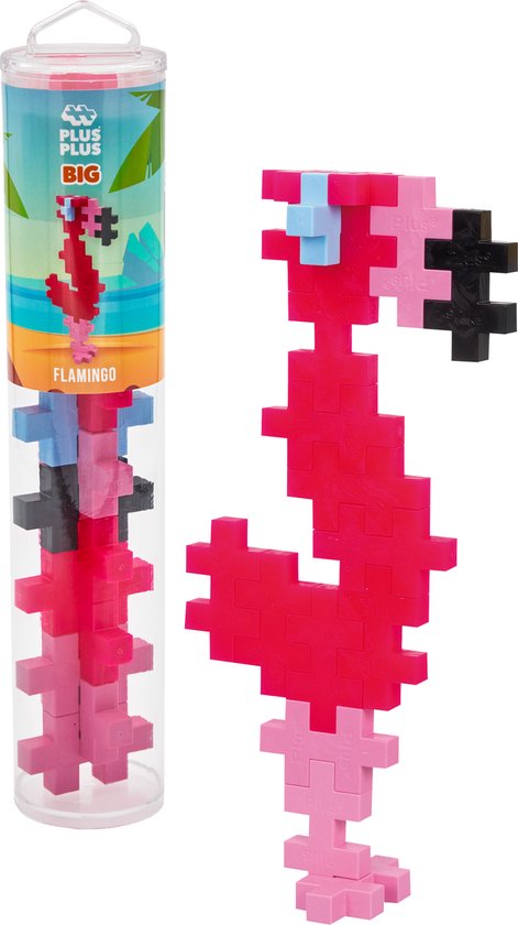 Plus-Plus - BIG Animal Tube - Flamingo - Constructiespeelgoed - Set Met Bouwstenen - 15 Delige Bouwset - Bouwspeelgoed - Vanaf 3 Jaar van Plus-Plus