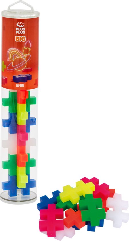 Plus-Plus - BIG Neon Tube - Constructiespeelgoed - Set Met Bouwstenen - 15 Delige Bouwset - Bouwspeelgoed - Neon Kleur - Vanaf 3 Jaar van Plus-Plus