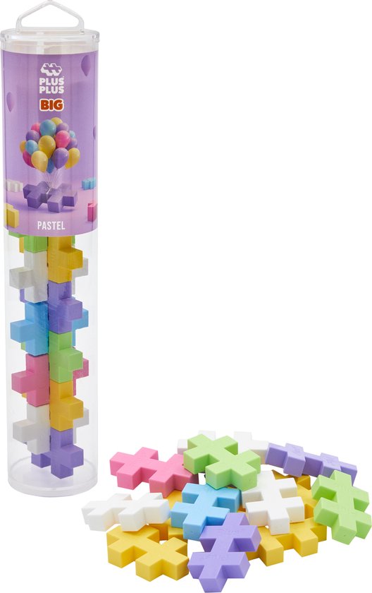 Plus-Plus - BIG Pastel Tube - Constructiespeelgoed - Set Met Bouwstenen - 15 Delige Bouwset - Bouwspeelgoed - Vanaf 3 Jaar van Plus-Plus