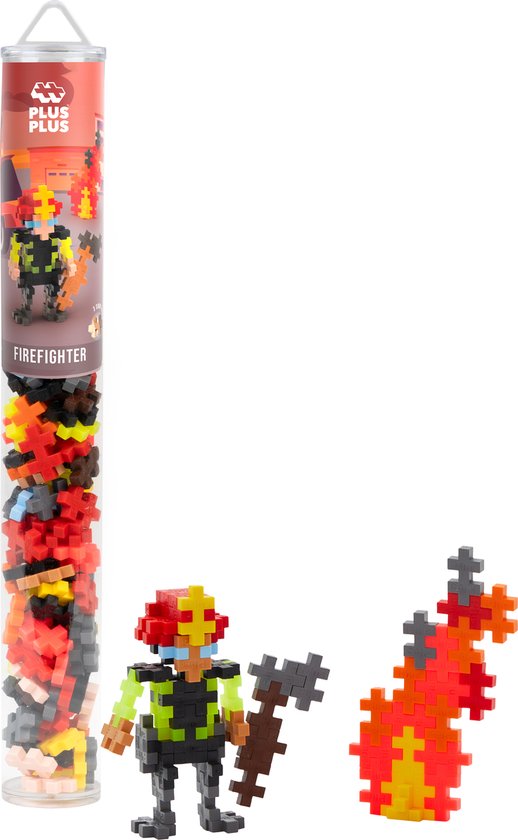 Plus-Plus - Brandweerman Tube - Constructiespeelgoed - Set Met Bouwstenen - 100 Delige Bouwset - Bouwspeelgoed - Vanaf 3 Jaar van Plus-Plus