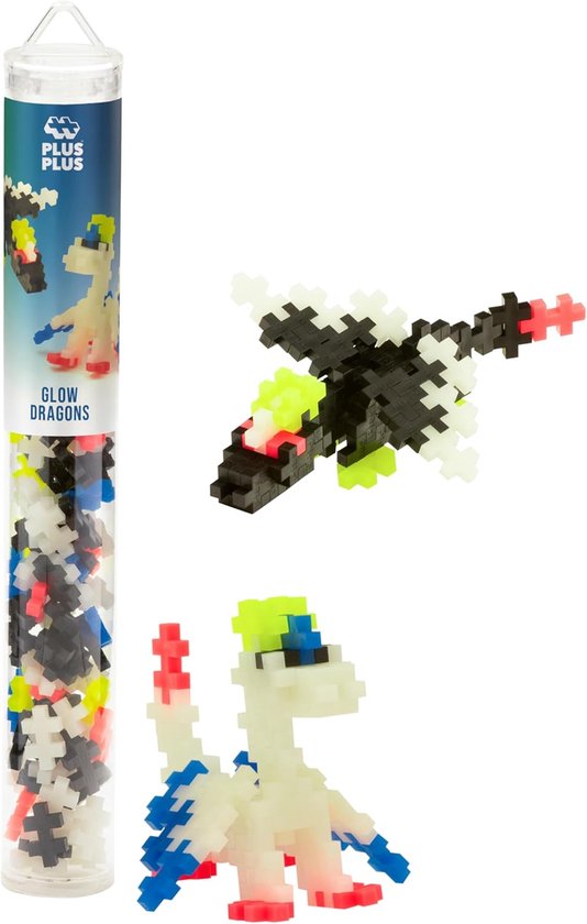 Plus-Plus Glow Dragons Draken – 100 delige bouwset – 4377 – Bouwspeelgoed – Constructiespeelgoed – Set met bouwstenen – Vanaf 5 jaar van Merkloos