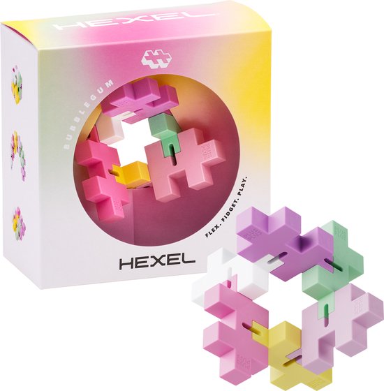 Plus-Plus - Hexel - Kleur Bubblegum - Constructiespeelgoed - Fidget - 6 Delig - Bouwspeelgoed - Vanaf 3 Jaar van Plus-Plus