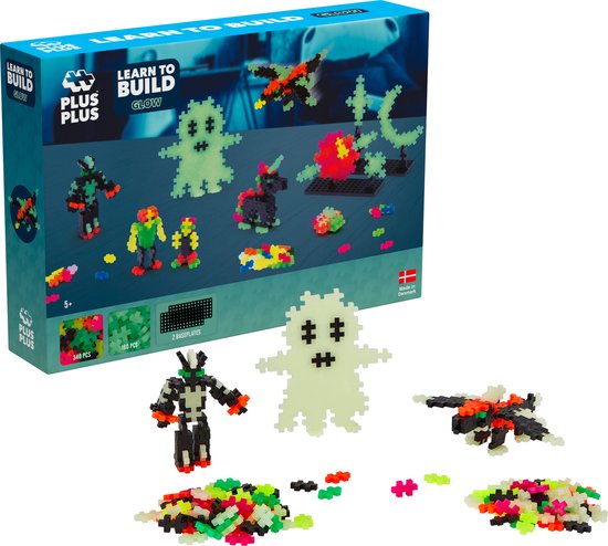 Plus-Plus - Learn To Build - Glow In The Dark - Constructiespeelgoed - Set Met Bouwstenen - 500 Delige Bouwset - Bouwspeelgoed - Vanaf 5 Jaar van Plus-Plus