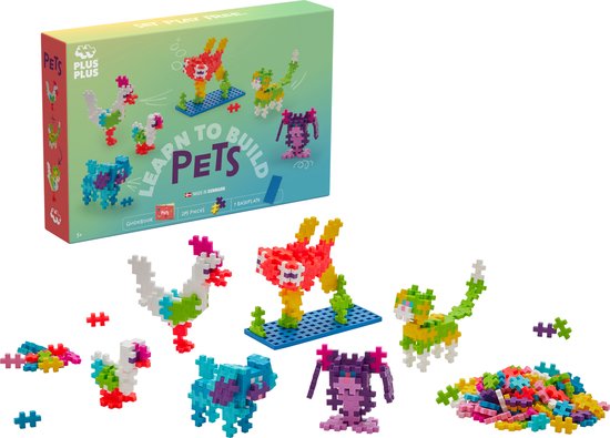 Plus-Plus - Learn To Build - Pets - Constructiespeelgoed - Set Met Bouwstenen - 275 Delige Bouwset - Bouwspeelgoed - Vanaf 5 Jaar van Plus-Plus