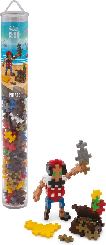 Plus-Plus Tube piraat 100 delige bouwset - 4268 - Bouwspeelgoed - Constructiespeelgoed - Set met bouwstenen - Vanaf 5 jaar van Plus-Plus