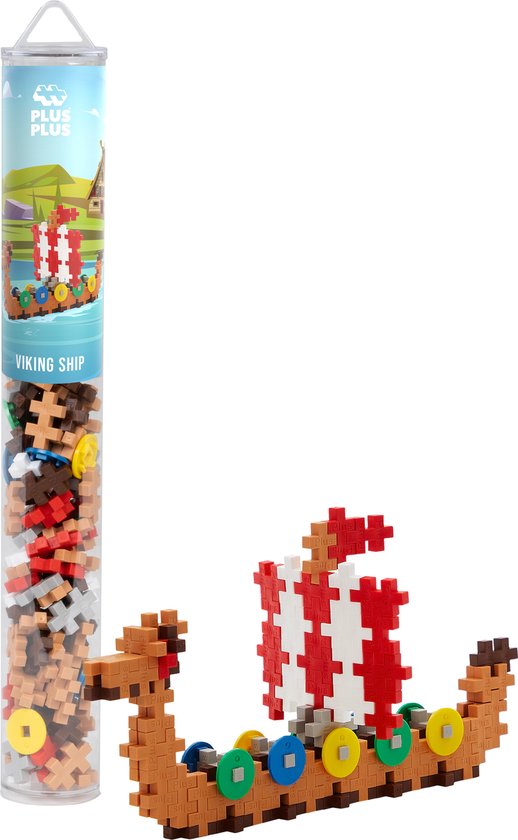 Plus-Plus - Vikingschip Tube - Constructiespeelgoed - Set Met Bouwstenen - 100 Delige Bouwset - Bouwspeelgoed - Vanaf 3 Jaar van Plus-Plus
