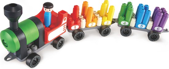 Polym Rainbow Counting Train Bouwblokken 63-delig van Poly