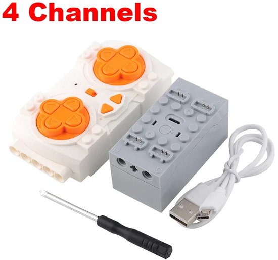 Power Functions 4 Kanaals. afstandsbediening en oplaadbare ontvanger is compatibel met het bekende merk. van LEGO