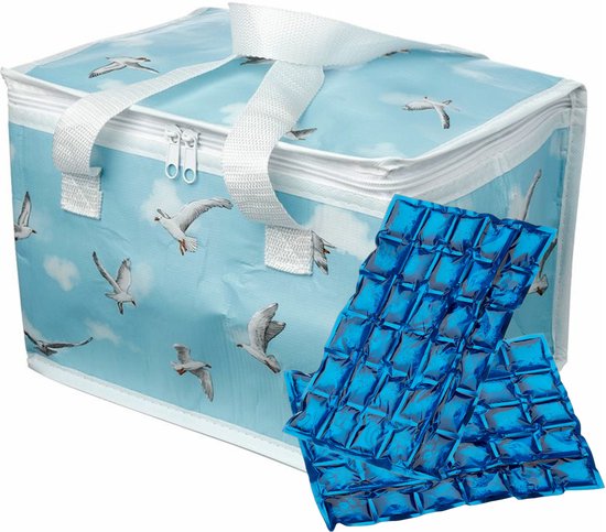 Puckator Kleine lunch koeltas met 2x flexibel koelelement - Zeemeeuw print - 11,6 liter van Puckator.