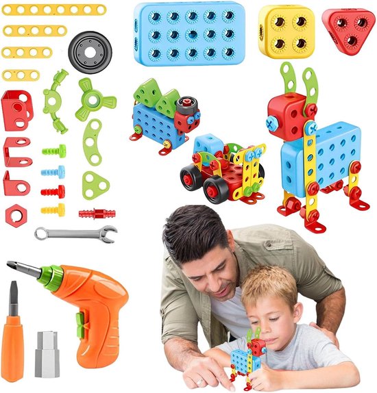 Puzzle Creative 3D Bouwset – 404-delige Constructieset voor Kinderen – Educatief Speelgoed – Creatief Bouwen met Schroeven, Moeren en Wielen van Totum