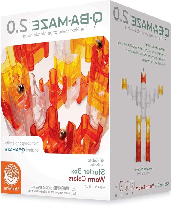 Q-Ba-Maze Bouwspel - Marmeren Run Spel - Creatief Spelen - Onbeperkte Configuratie - 36 Kubussen - Warme Kleuren van Merkloos