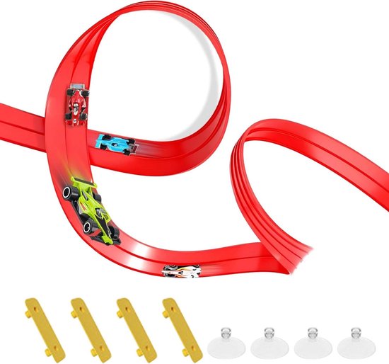 Racebaan Set - Autobaan Kinderen - Creatief Spelen - Onbeperkte Ontwerpmogelijkheden - 5 meter - Rood van Merkloos
