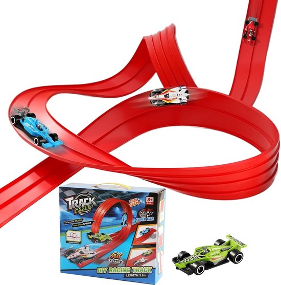 Racebaanset Zuignap - Flexibele Rollerbaan - Spelplezier Binnen Buiten - Draagbaar Opvouwbaar Ontwerp - 315 x 28 x 95 cm van Merkloos