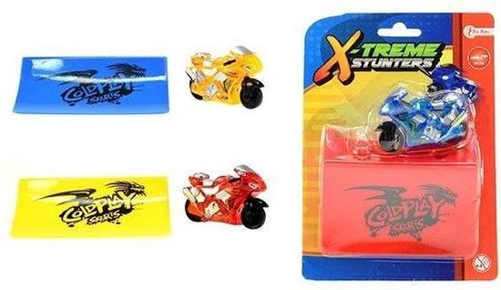 Racemotor met schans verkrijgbaar in 3 Verschillende kleuren van Hot Wheels