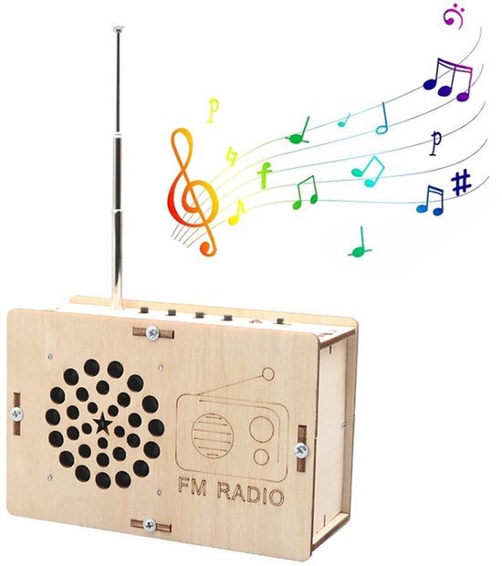 Radio bouwset, DIY Kits houten radio, luidsprekerbouwset, doe-het-zelf radio-set, gelakt speelgoed, houten experimenten wetenschap voor kinderen, elektronica, bouwset, STM-speelgoed voor leeftijd 8-12 van Merkloos