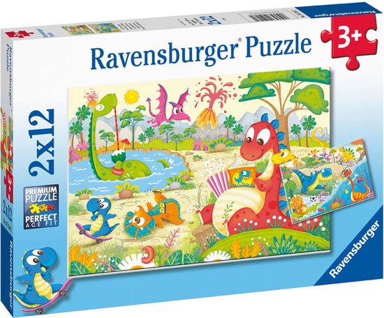 Ravensburger puzzel Lievelingsdino's - Twee puzzels - 12 stukjes - kinderpuzzel van Ravensburger