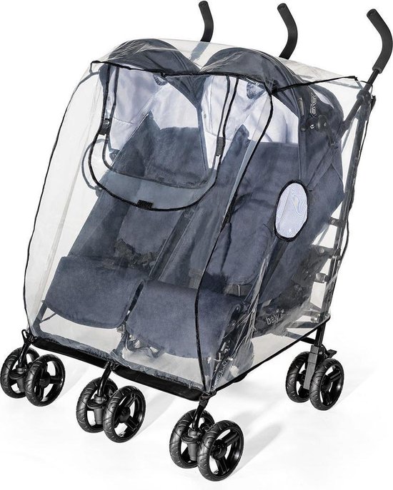 Reer - Regenhoes tweelingwagen - Regenscherm voor dubbele Buggy en Kinderwagen - Hoes voor duo buggy, duowagen, duo kinderwagen - RainCover Twin van Reer