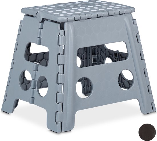 Relaxdays opstapje inklapbaar - tot 150 kg - 30 x 37 x 29 cm - badkamer - lichtgrijs van Relaxdays