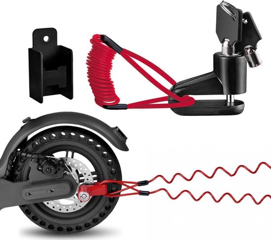 Remschijf slot - Elektrische step slot - Voor xiaomi M365 - Met houder en stalen kabel - met opberg houder - Elektrische step Slot Accessoires - Slot voor remschijf - Motorslot - Diefstalbeveiliging - met herinneringskabel van Rems