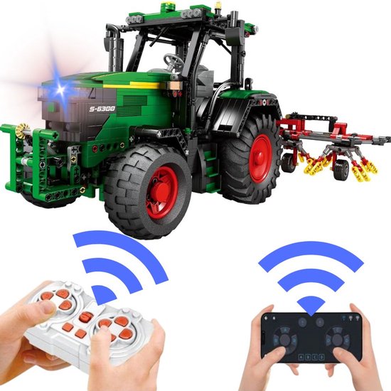 Reobrix 22015 Tractor RC auto bouwset | Technisch constructie modelbouw | Classic creator speelgoed bouwpakketten voor kinderen & volwassenen | Accu niet geschikt voor Lego technic | Bouwdoos met 1664 bloks van Merkloos