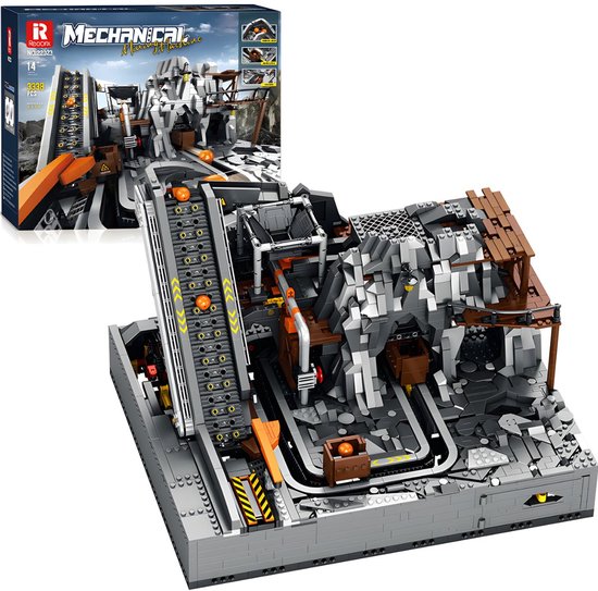 Reobrix 22023 Icons Mining Machine Mega bouwset | Classic Creator Modular Building | Expert Architecture Modelbouw | Technisch educatief speelgoed voor volwassenen & kinderen | Knikkerbaan motor niet geschikt voor Lego | bouwdoos met 3338 bloks van Reobrix