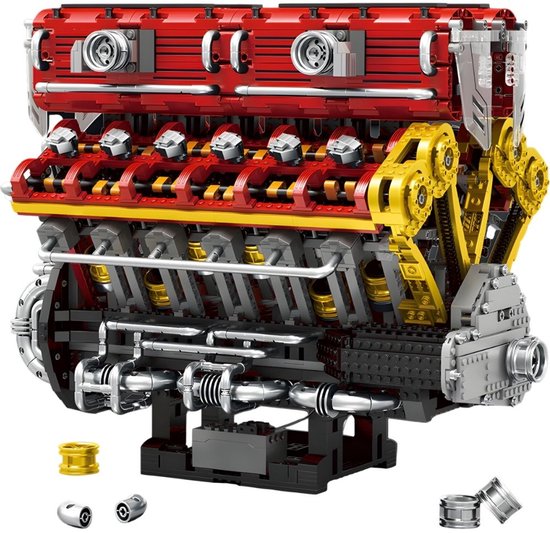 Reobrix 33017 V12 Mega Speed Engine classic XL motor bouwset | Racing champions modelbouw | Technische educatief creator speelgoed ideas bouwpakketten voor expert volwassenen & kinderen | Motorblok niet geschikt voor Lego | Bouwdoos met 4719 bloks van Merkloos