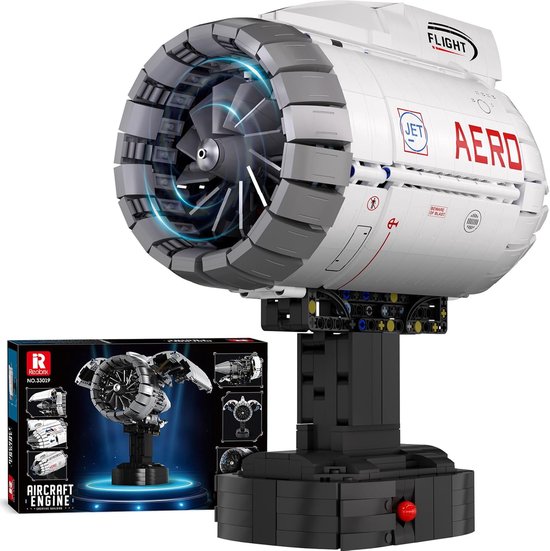Reobrix - 33019 Vliegtuig Motor bouwset | Modulair miniratuur constructie modelbouw | Educatief STEM speelgoed bouwpakketten voor kinderen & volwassenen | Incl. electro motor | Blok formaat 4.9mm | 1813 bouwstenen van Reobrix