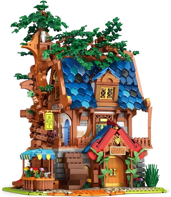 Reobrix 66008 Middeleeuwse Boomhuis bouwset | Classic Creator Modular Building | Expert Architecture Modelbouw | Geschikt voor Lego | Technisch Educatief Speelgoed voor volwassenen & kinderen | Ridders leger gebouwen | Bouwdoos met 2566 bouwstenen van Reobrix
