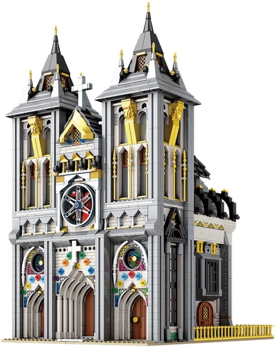 Reobrix 66027 Icons Kerk XXL Mega bouwset incl. verlichtingen | Classic Creator Modular Building | Expert Architecture Modelbouw | Geschikt voor Lego | Educatief speelgoed voor volwassenen & kinderen | Christelijke cadeaus | Bouwdoos met 3468 bloks van Reobrix