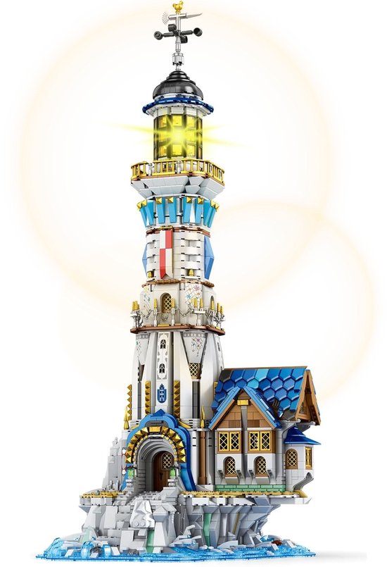 Reobrix 66028 Middeleeuwse Vuurtoren bouwset incl. verlichtingen | Classic Creator Modular Building | Expert Architecture Modelbouw | Geschikt voor Lego | Educatief Speelgoed voor volwassenen & kinderen | Bouwdoos met 2966 bouwstenen van Merkloos