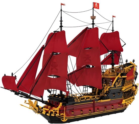 Reobrix 66049 Revenge Sailing Mega XL Ship of the Pirates bouwset | Black Pearl destroyer | Caribbean Adventure Modelbouw | Creator piratenschip speelgoed boot bouwpakketten voor volwassenen | DIY piraten boot geschikt voor Lego | Bouwdoos 5666 bloks van Reobrix