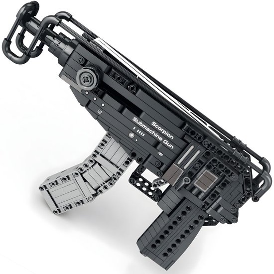 Reobrix 7 7029 Scorpion SMG UZI black rifle bouwset | WW2 army ops pistool modelbouw | Creator classic battlefield guns bouwpakket | Technische Educatief militair & leger speelgoed voor volwassenen | Geschikt voor Lego | Bouwdoos met 566 bouwstenen van Merkloos