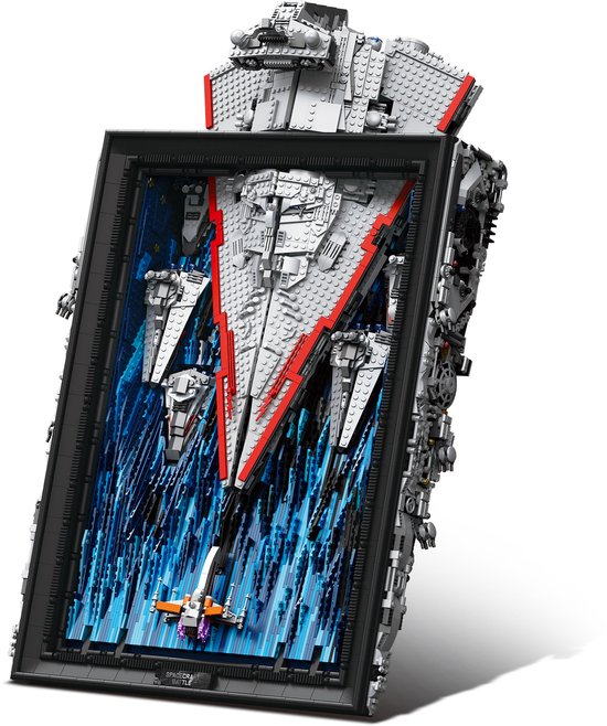 Reobrix 99007 Millennium Star Wall art bouwset | Space wars constructie modelbouw | Educatief ruimte militair & leger speelgoed bouwpakketten voor kinderen & volwassenen | DIY Wanddecoratie schilderij geschikt voor Lego | Bouwdoos met 5964 bouwstenen van Reobrix