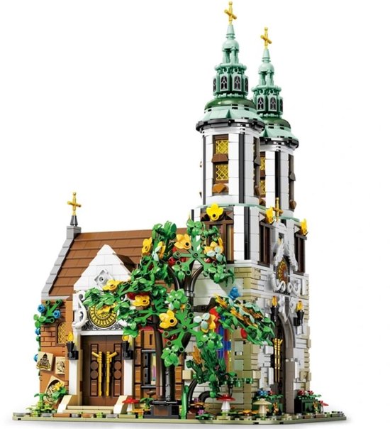 Reobrix St. Andreas Bloemen Kerk - Bouwset met verlichting - 3087 bouwstenen - 66023 van Reobrix