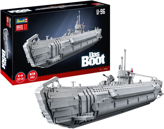 Revell Constructiespeelgoed - 00960 Brick System - Onderzeeër -Das Boot- met Volledig Interieur en Filmposter - Onderzeeboot Bouwstenen set - 1:56 van Revell