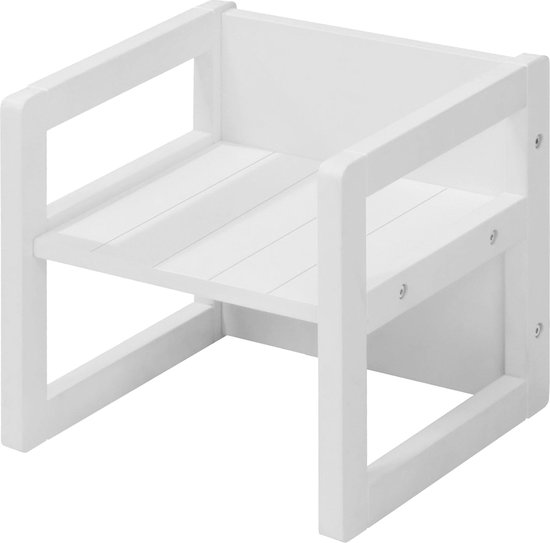 roba Kinderkrukje - Landhuisstijl - Omkeerbaar Krukje met 3 Zithoogtes - Wit van Roba