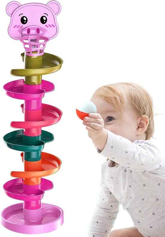 Rollende Bal Baan - Educatief Speelgoed - Kind Ontwikkeling - Gladde Randen - 43.5 cm - Multicolor van Merkloos