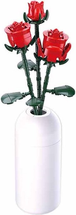 Rozen Sluban: 258 stuks (M38-B1101-04) - Bloemen - Rode rozen in een vaas van Sluban
