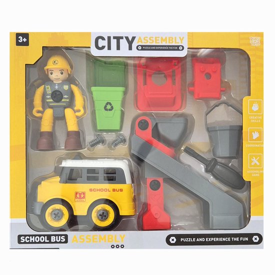Ruby Toys - Schoolbus city bouwset - Schoolbus city assembling game van Ruby Toys