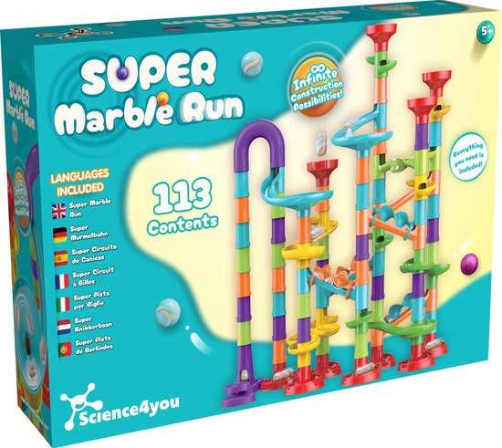 Science4you Science4you Super Marble Run - Knikker Spelen voor Kinderen, 113 Stuks en Knikkers inbegrepen, Educatief Stamspeelgoed voor 3+ jarigen, Cadeau voor Jongens en Meisjes van Merkloos