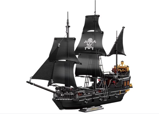Selevie Piratenschip Bouwset - Bouwset Pirate Boat - Black Pearl Pirate | Pirates of the Caribbean Adventure | Classic Creator STEM | 1424 bloks - Lego look a like - Schip bouwset van Merkloos