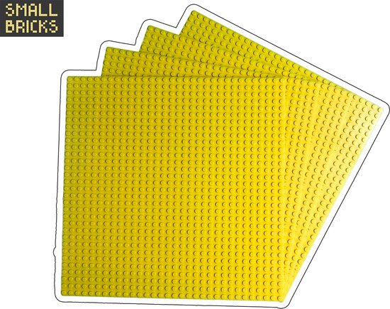Set van 4 bouwplaten / grondplaten 32x32 noppen, 25cm x 25cm | Keuze uit 15 kleuren | Geel | Geschikt voor LEGO | SmallBricks van Merkloos