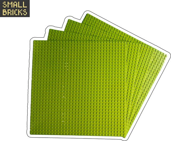 Set van 4 bouwplaten / grondplaten 32x32 noppen, 25cm x 25cm | Keuze uit 15 kleuren | Lime | Geschikt voor LEGO | SmallBricks van Merkloos