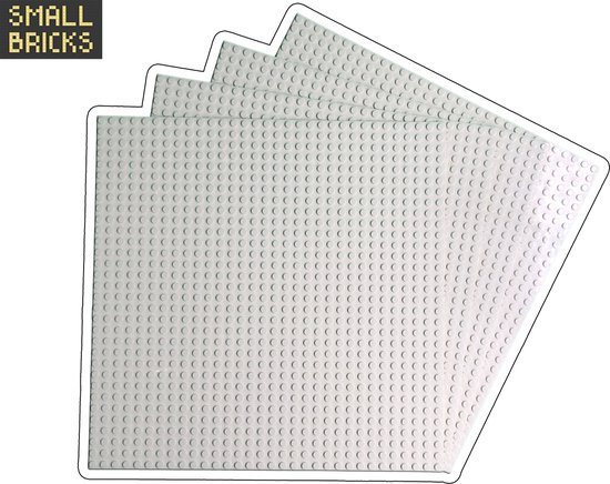 Set van 4 bouwplaten / grondplaten 32x32 noppen, 25cm x 25cm | Keuze uit 15 kleuren | Wit | Geschikt voor LEGO | SmallBricks van Merkloos