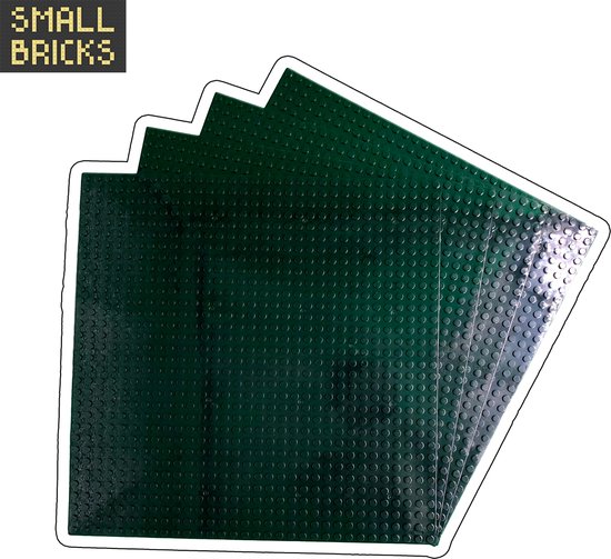 Set van 4 bouwplaten / grondplaten 32x32 noppen, 25cm x 25cm | Keuze uit 15 kleuren | Zwart | Geschikt voor LEGO | SmallBricks van Merkloos