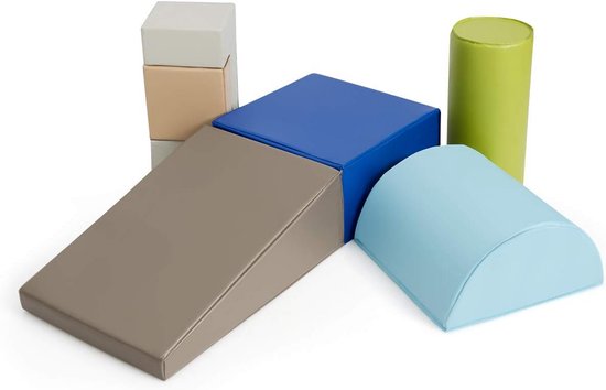 Set van 6 schuimbouwstenen met glijbaan voor kinderen, motorische ontwikkeling en creatief spelen, educatief speelgoed van PU en EPE, geschikt voor thuis en kleuterschool van LittleTom
