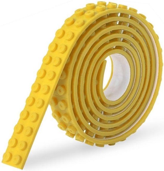 Sinji Play Stick & Brick - Flexibel Speelgoedtape - Lego Tape – Geschikt voor Lego City, Lego Creator, Lego Friends – Geel van Sinji